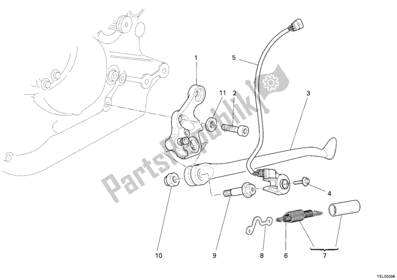 Tutte le parti per il Cavalletto Laterale del Ducati Monster S2R 800 Dark 2006